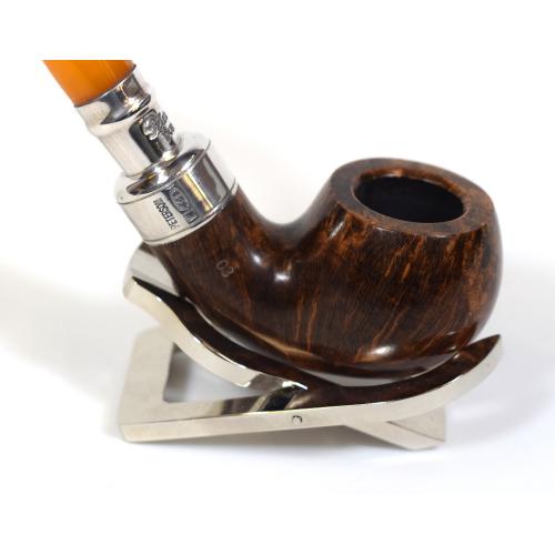Peterson Spigot Flame Grain 03 Amber Stem Silver Mounted Fishtail Pipe (PE493)